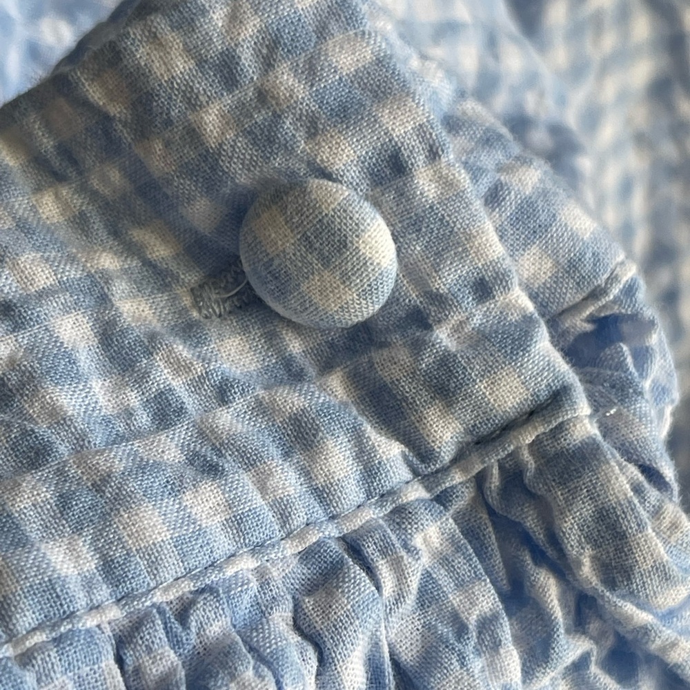 Sandy Liang x Target Blue Gingham 3/4 Sleeve Shirtdress Dress - Picture 4 of 11